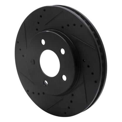R1 Concepts R1 05-10 Ford Mustang Front Left Drilled & Slotted Black Brake Rotor