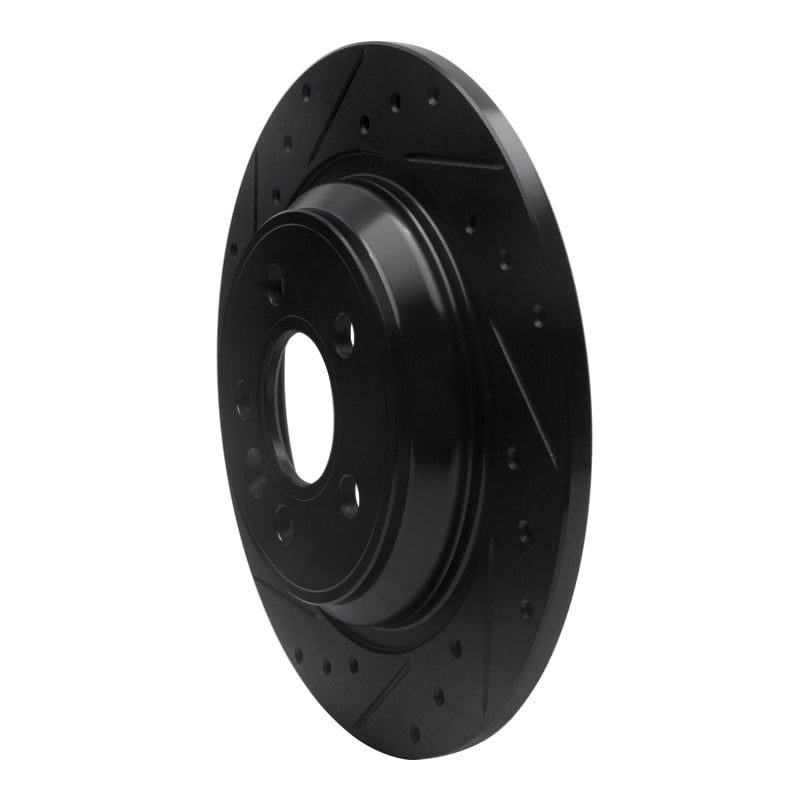 R1 Concepts R1 07-18 Volvo V60 Cross Country Rear Left Drilled & Slotted Black Brake Rotor