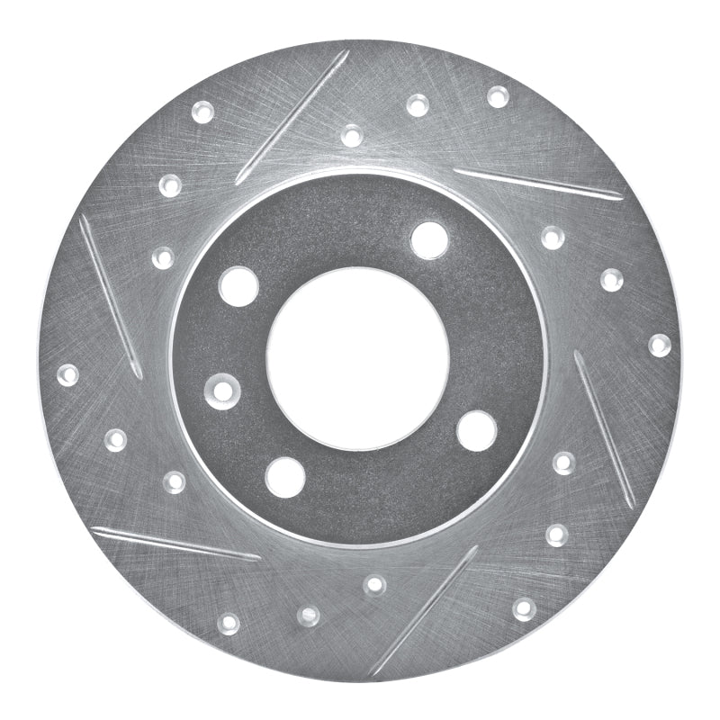 R1 Concepts R1 73-05 Audi 4000 Front Left Drilled & Slotted Silver Brake Rotor