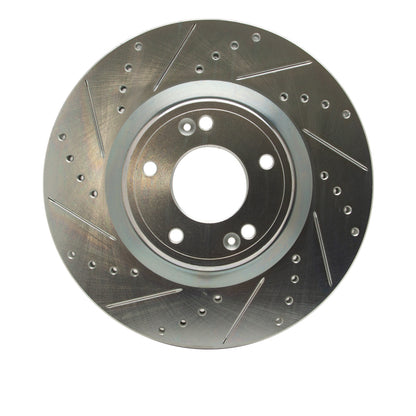 R1 Concepts R1 09-11 Hyundai Genesis Sedan Front Left Drilled & Slotted Silver Brake Rotor