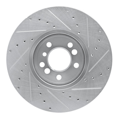 R1 Concepts R1 00-06 BMW X5 Front Left Drilled & Slotted Silver Brake Rotor