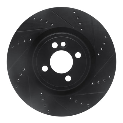 R1 Concepts R1 09-14 Mini Cooper (Excl Clubman) Front Right Drilled & Slotted Black Brake Rotor