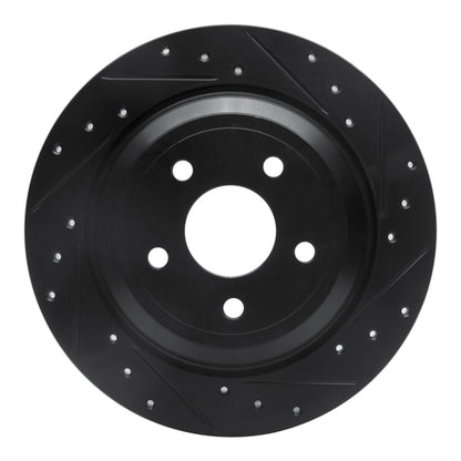 R1 Concepts R1 16-25 Ford Focus Rear Right Drilled & Slotted Black Brake Rotor
