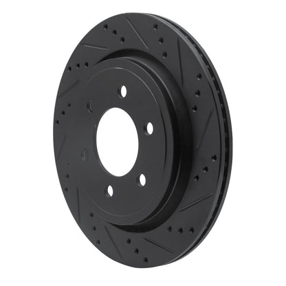 R1 Concepts R1 15-17 Ford F-150 RWD Rear Right Drilled & Slotted Black Brake Rotor