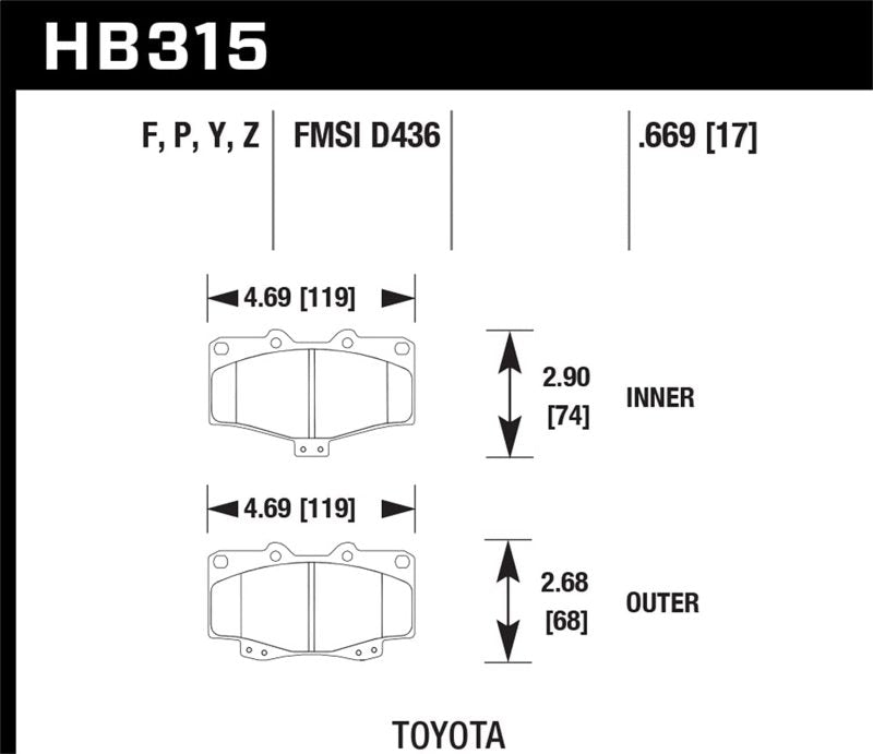 Hawk Performance Hawk 95-98 Toyota Tacoma HPS 5.0 Front Brake Pads