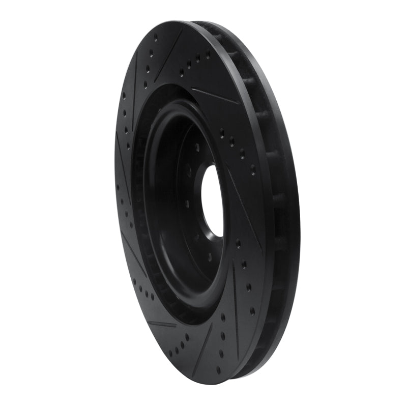 R1 Concepts R1 00-06 Jaguar XKR Front Right Drilled & Slotted Black Brake Rotor