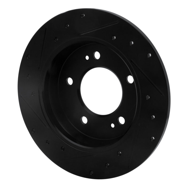 R1 Concepts R1 11-25 Hyundai Elantra Coupe Rear Right Drilled & Slotted Black Brake Rotor
