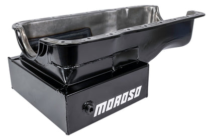 Moroso Ford 351W (w/Front Sump) Kicked Out Road Race Baffled 9qt 8in Steel Oil Pan