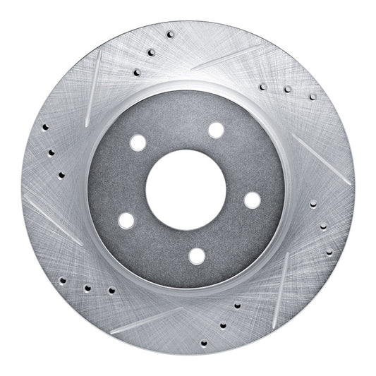R1 Concepts R1 17-25 Nissan Rogue Rear Left Drilled & Slotted Silver Brake Rotor