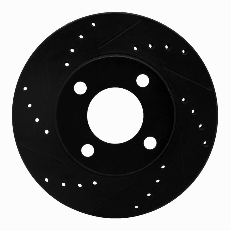 R1 Concepts R1 90-91 Audi 90 Quattro Front Left Drilled & Slotted Black Brake Rotor