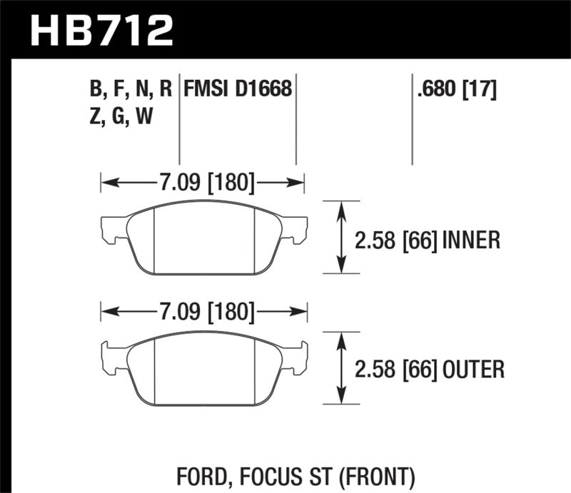 Hawk Performance Hawk 13 Ford Focus HPS Front Street Brake Pads