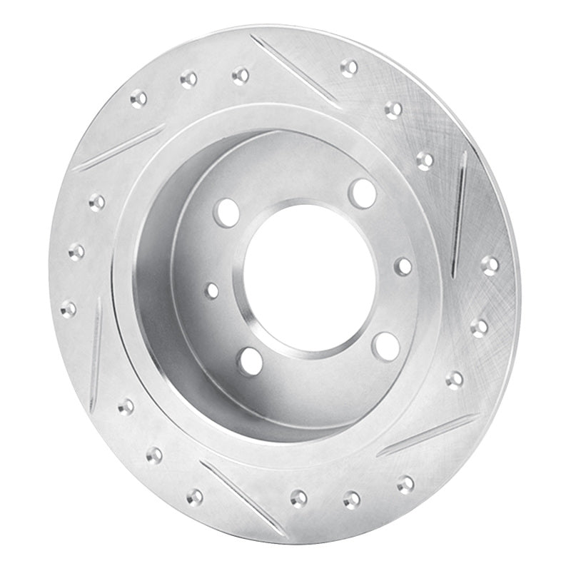 R1 Concepts R1 91-06 Nissan Sentra Rear Left Drilled & Slotted Silver Brake Rotor