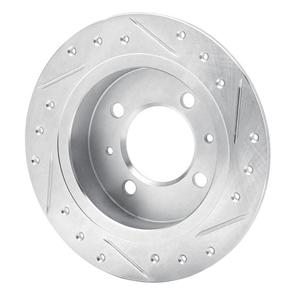 R1 Concepts R1 91-06 Nissan Sentra Rear Left Drilled & Slotted Silver Brake Rotor