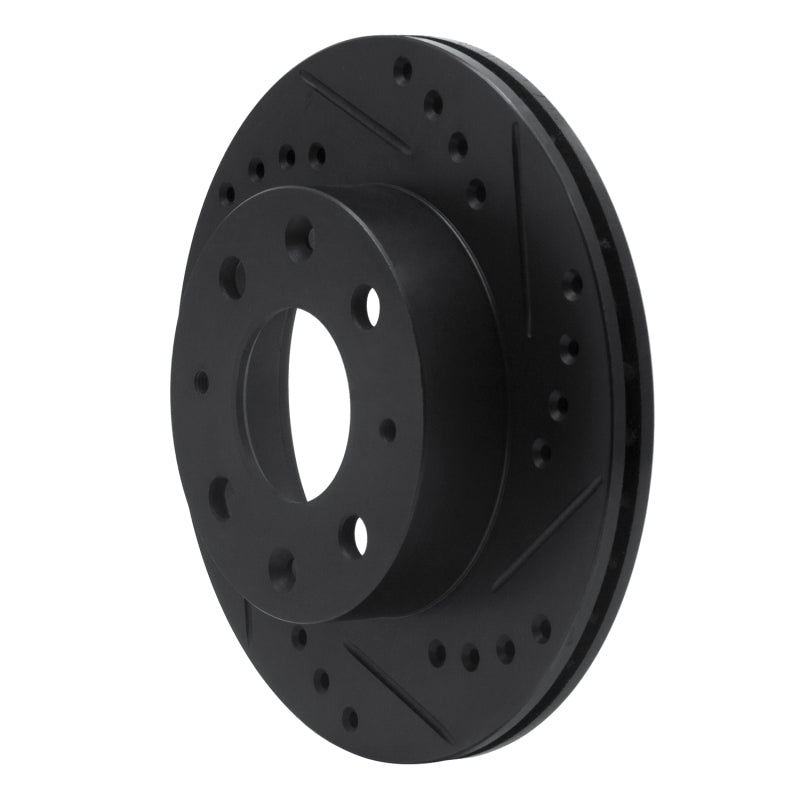 R1 Concepts R1 82-83 Honda Accord Sedan Front Right Drilled & Slotted Black Brake Rotor