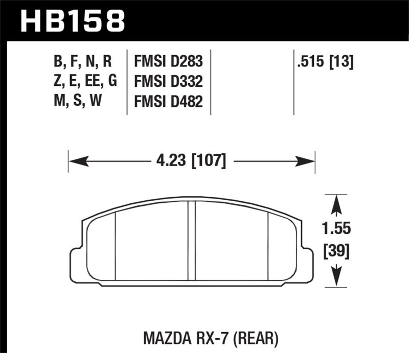 Hawk Performance Hawk 03-05 Mazda 6 2.3L i OE Incl. Clips Shims Springs Rear ER-1 Brake Pads