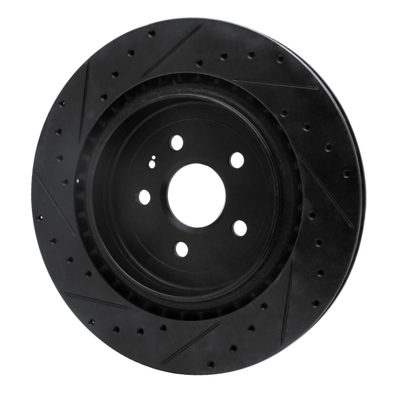 R1 Concepts R1 09-24 Cadillac CTS Rear Right Drilled & Slotted Black Brake Rotor