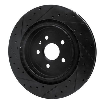 R1 Concepts R1 09-24 Cadillac CTS Rear Right Drilled & Slotted Black Brake Rotor
