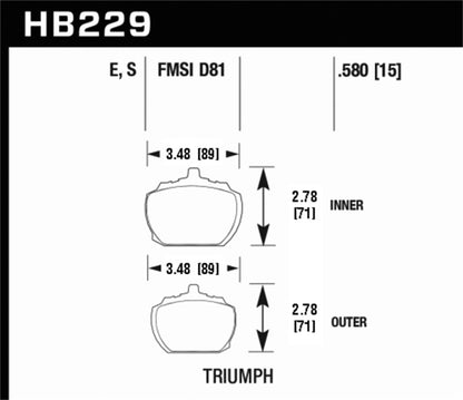 Hawk Performance Hawk70-73 Triumph Stag Blue 9012 Race Front Brake Pads