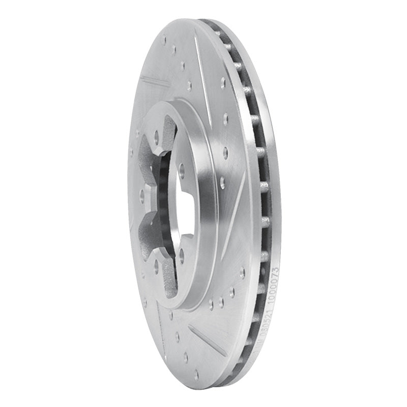 R1 Concepts R1 84-89 Nissan 300ZX Front Right Drilled & Slotted Silver Brake Rotor