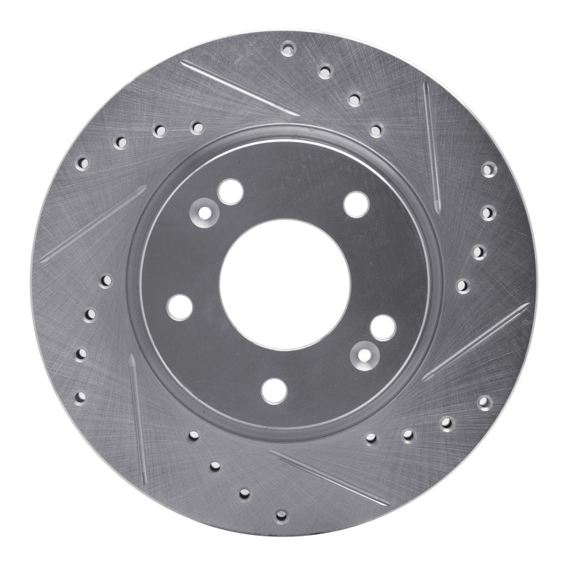R1 Concepts R1 07-10 Hyundai Elantra Front Right Drilled & Slotted Silver Brake Rotor