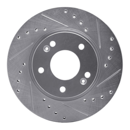 R1 Concepts R1 07-10 Hyundai Elantra Front Right Drilled & Slotted Silver Brake Rotor