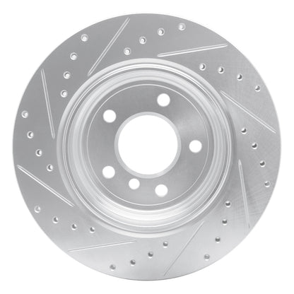 R1 Concepts R1 04-10 BMW 528I Rear Right Drilled & Slotted Silver Brake Rotor