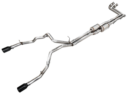 AWE Tuning 25+ RAM 1500 3.0TT 0FG Cat-Back Touring Exhaust - Diamond Black Tips