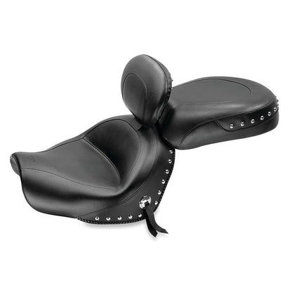 Mustang Motorcycle Mustang 09-17 Yamaha V-Star 950, 950 Tourer Std Touring 2PC Seat w/Driver Backrest Studs - Black