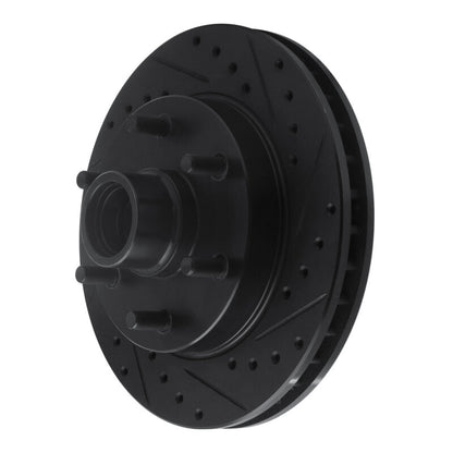 R1 Concepts R1 94-02 Chevrolet C2500 Front Right Drilled & Slotted Black Brake Rotor
