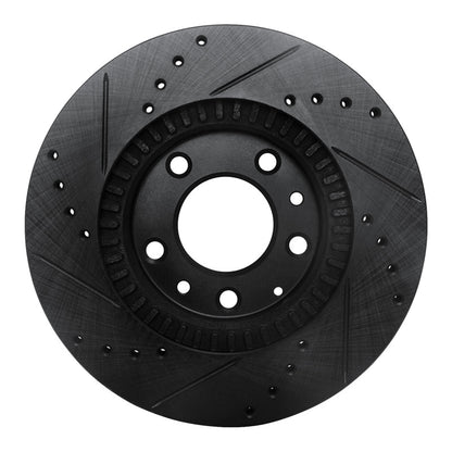 R1 Concepts R1 06-15 Mazda MX-5 Miata Front Right Drilled & Slotted Black Brake Rotor