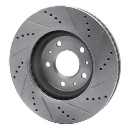 R1 Concepts R1 03-08 Cadillac CTS Front Left Drilled & Slotted Silver Brake Rotor