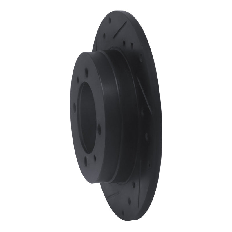 R1 Concepts R1 88-93 Dodge 2000 GTX Rear Left Drilled & Slotted Black Brake Rotor