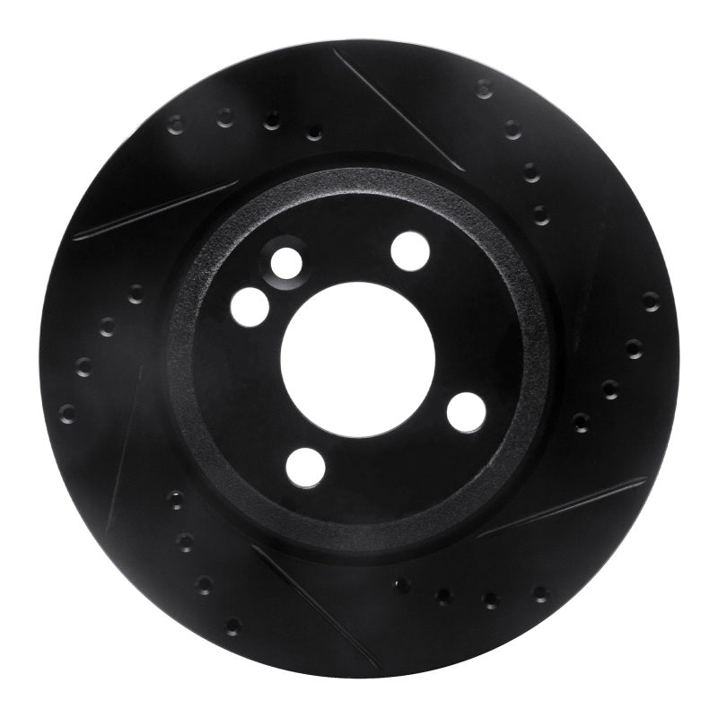 R1 Concepts R1 02-08 Mini Cooper (Excl Clubman) Front Right Drilled & Slotted Black Brake Rotor