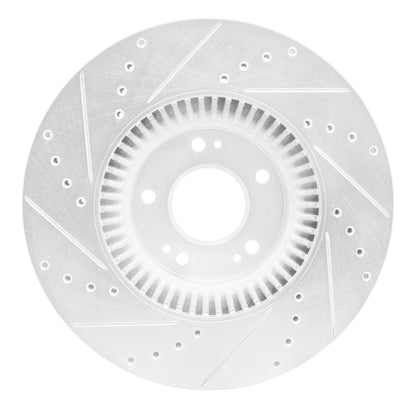 R1 Concepts R1 09-14 Hyundai Genesis Sedan Front Right Drilled & Slotted Silver Brake Rotor