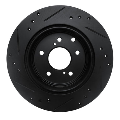 R1 Concepts R1 89-96 Nissan 300ZX Rear Right Drilled & Slotted Black Brake Rotor