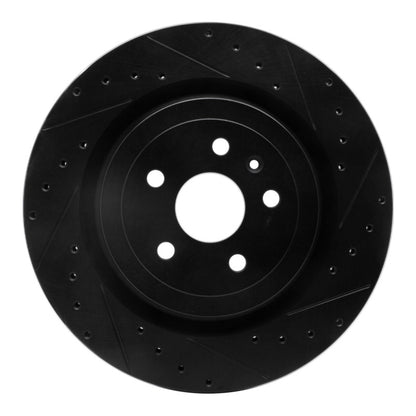 R1 Concepts R1 09-24 Cadillac CTS Rear Right Drilled & Slotted Black Brake Rotor