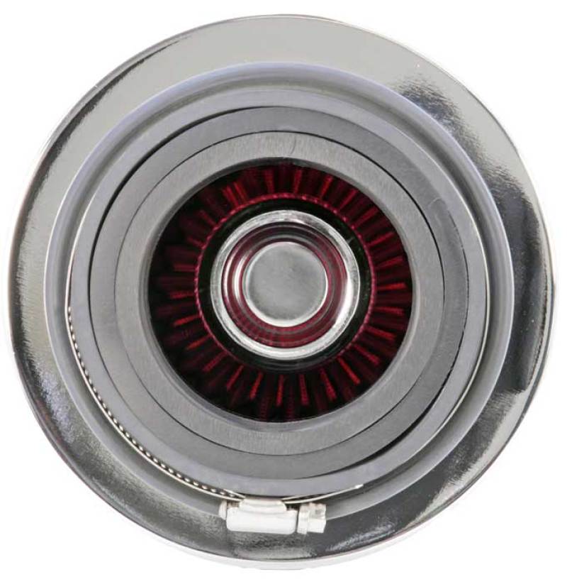 K&N Engineering K&N Universal Air Filter Chrome Round Tapered Red - 4in Flange ID x 1.125in Flange Length x 5.5in H
