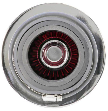 K&N Engineering K&N Universal Air Filter Chrome Round Tapered Red - 4in Flange ID x 1.125in Flange Length x 5.5in H
