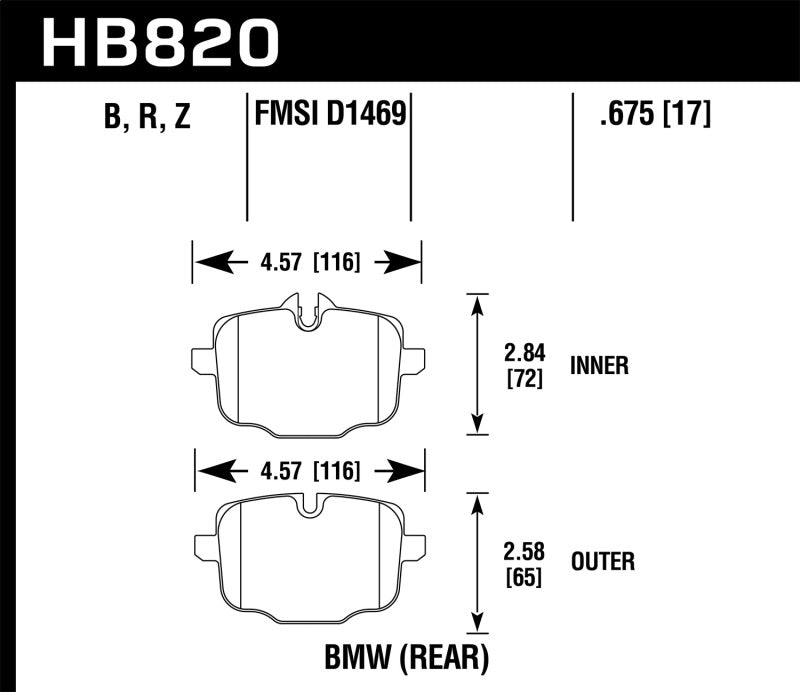 Hawk Performance Hawk 12-17 BMW M6 / 14-17 BMW M6 Gran Coupe / 13-16 BMW M5 HPS 5.0 Rear Brake Pads