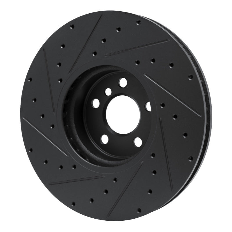 R1 Concepts R1 16-25 BMW 330e Left Front Drilled & Slotted Black Brake Rotor