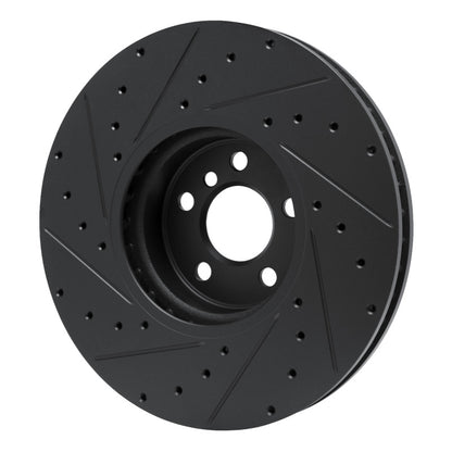 R1 Concepts R1 16-25 BMW 330e Left Front Drilled & Slotted Black Brake Rotor
