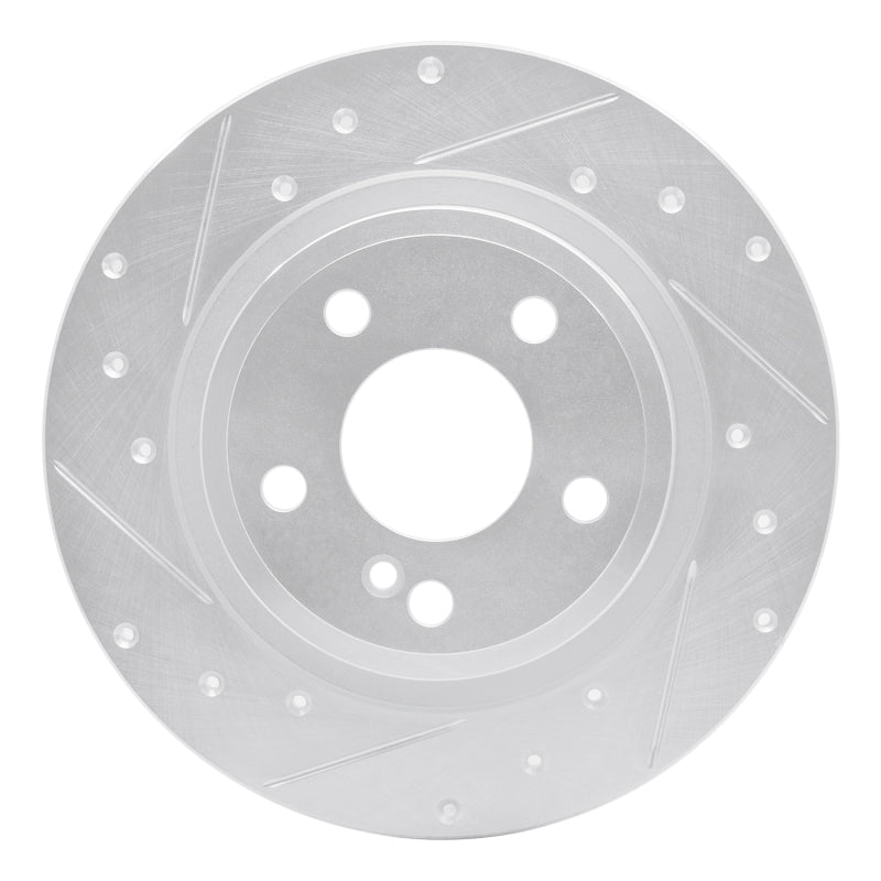 R1 Concepts R1 14-20 Infiniti QX30 Rear Left Drilled & Slotted Silver Brake Rotor
