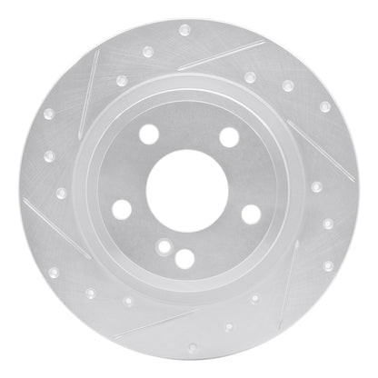 R1 Concepts R1 14-20 Infiniti QX30 Rear Left Drilled & Slotted Silver Brake Rotor