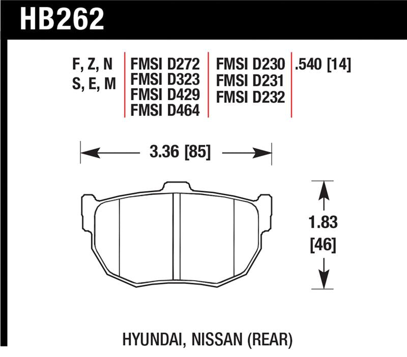 Hawk Performance Hawk 89-97 Nissan 240SX SE HPS Street Rear Brake Pads