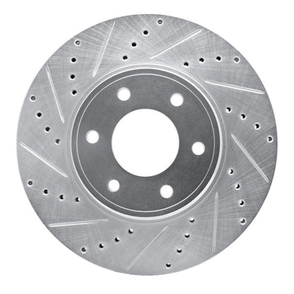 R1 Concepts R1 06-09 Chevrolet Trailblazer Front Left Drilled & Slotted Silver Brake Rotor