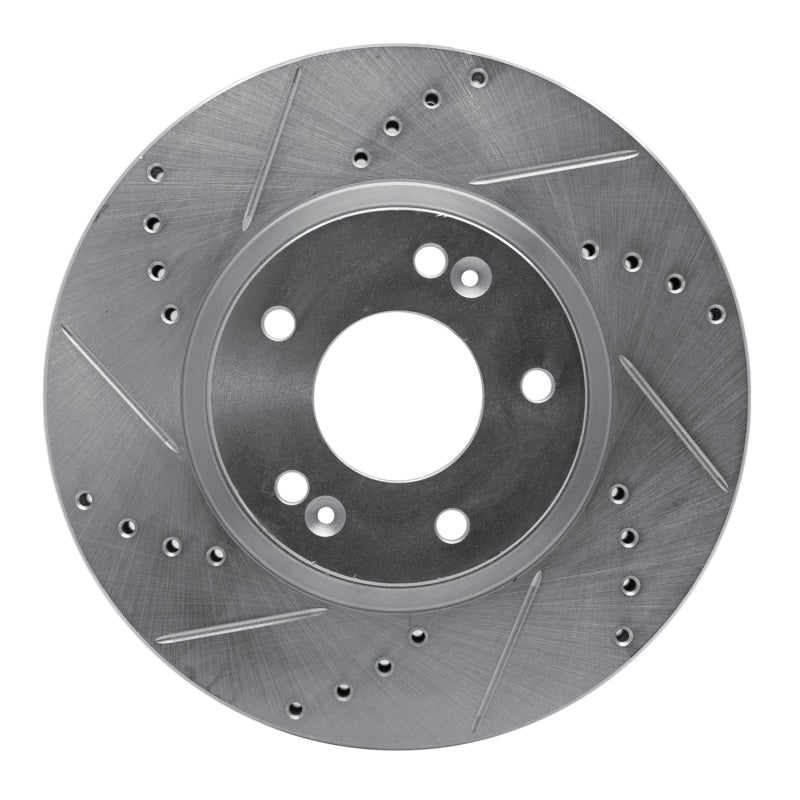 R1 Concepts R1 07-09 Hyundai SANTA FE Front Left Drilled & Slotted Silver Brake Rotor