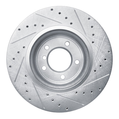 R1 Concepts R1 09-16 BMW Z4 Front Left Drilled & Slotted Silver Brake Rotor