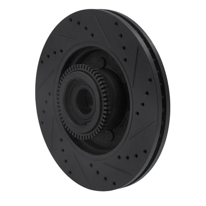 R1 Concepts R1 04-08 Ford F-150 RWD Front Left Drilled & Slotted Black Brake Rotor