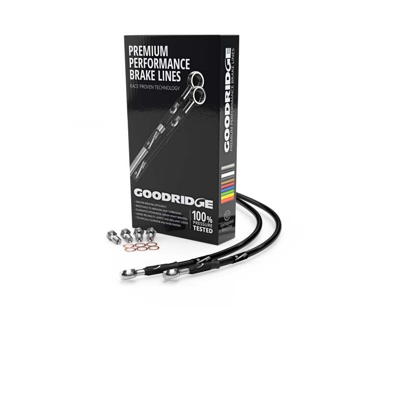 Goodridge 96-03 Harley-Davidson XL1200 Sportster Dual Black Front Brake Line w/Clear Fitting