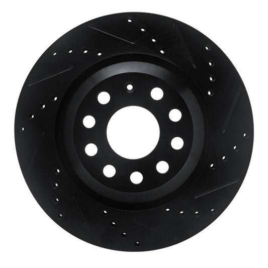 R1 Concepts R1 15-25 Volkswagen GTI Rear Right Drilled & Slotted Black Brake Rotor